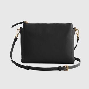 Quince Italian Leather Triple Compartment Crossbody Black One Size New With Tags